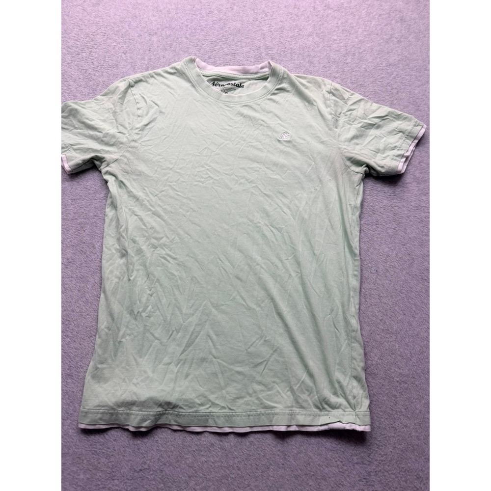 Aeropostale Mens Mint Green A87 Logo Short Sleeve Cotton T-Shirt Size M